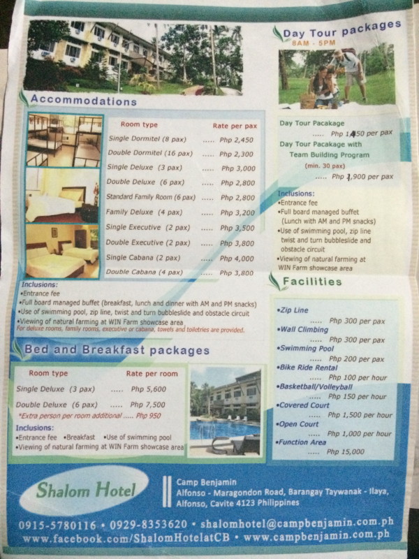 Camp Benjamin Pricing as of June 2015